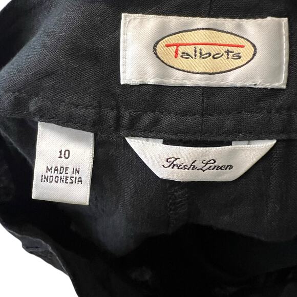 Talbots 100% Linen Pants Size 10 Black Mid Rise Straight Leg Classic Minimalist - Picture 5 of 6
